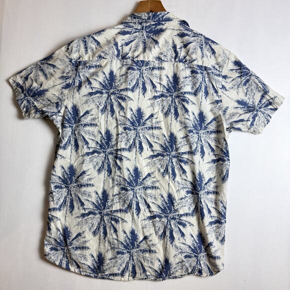 PX Clothing XXL 2XL Mitchell Blue Hawaiian palm Tree Button Up Shirt Cotton‎ J1 - Picture 5 of 7